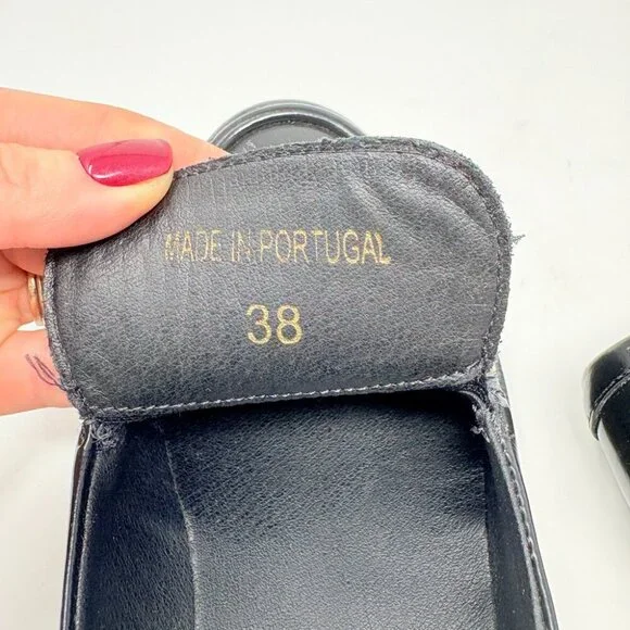 Anthropologie Maeve Classic Leather Loafers Black Size 38/7-7.5